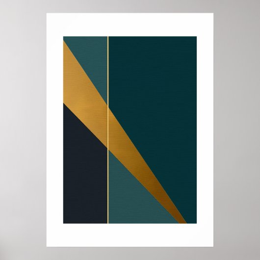 Poster Pièce d'art moderne Turquoise foncé avec éléments (Devant)