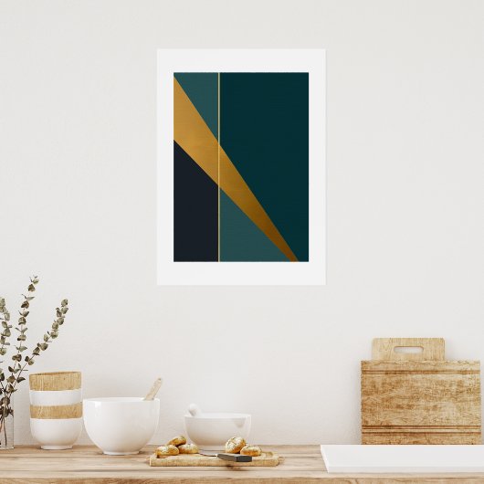 Poster Pièce d'art moderne Turquoise foncé avec éléments (Cuisine)