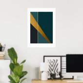 Poster Pièce d'art moderne Turquoise foncé avec éléments  (Bureau à domicile)