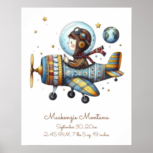 Poster Pièce de bébé personnalisée Pièce d'art Avion de v (Devant)