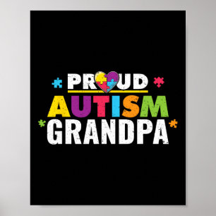 Poster Pièce de puzzle de grand-père Autisme Fière