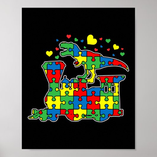 Poster Pièce de puzzle de train à cheval de dinosaure Sen (Devant)