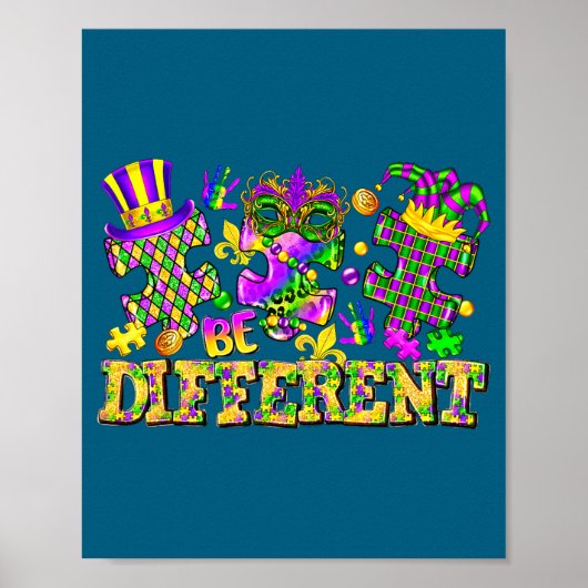 Poster Pièce de puzzle différente mardi gras la nouvelle (Devant)