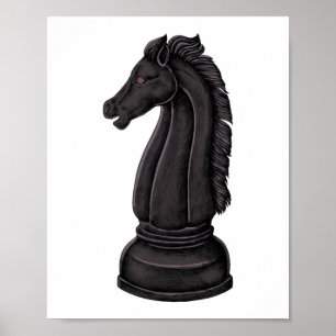 Poster Pièce d'échecs noire vintage