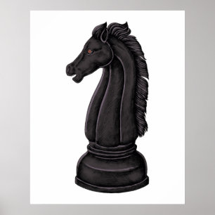 Poster Pièce d'échecs noire vintage