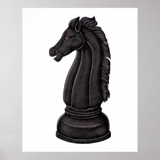 Poster Pièce d'échecs noire vintage (Devant)