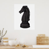 Poster Pièce d'échecs noire vintage (Cuisine)