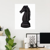Poster Pièce d'échecs noire vintage (Bureau à domicile)