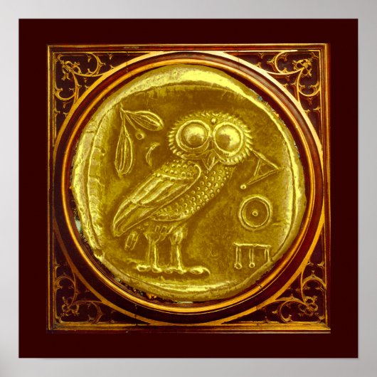 POSTER PIÈCE D'OR ANTIQUE CHOUETTE (Devant)