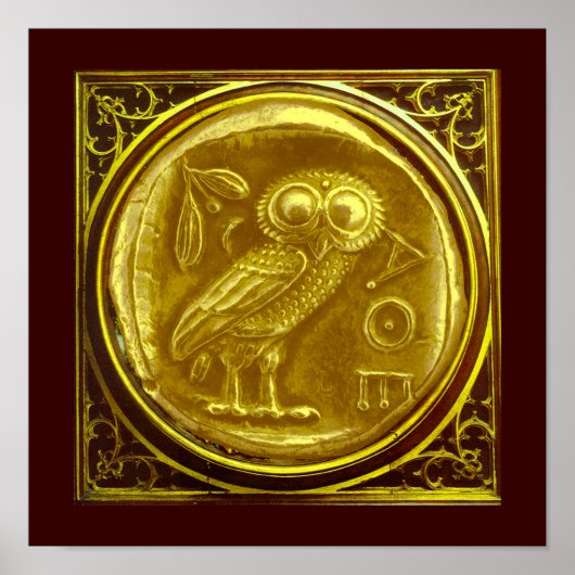 POSTER PIÈCE D'OR ANTIQUE CHOUETTE (Devant)