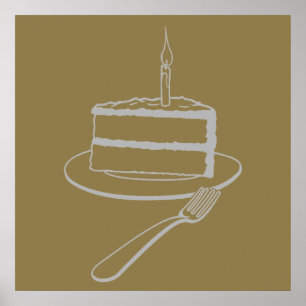 Poster Pièce Exquise de Conception de Gâteau, Anniversair