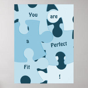 Poster Pièces de Puzzle Amusant Texte Motivationnel Perso