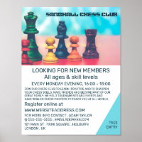 Pièces d'échecs colorées, Club d'échecs publicité