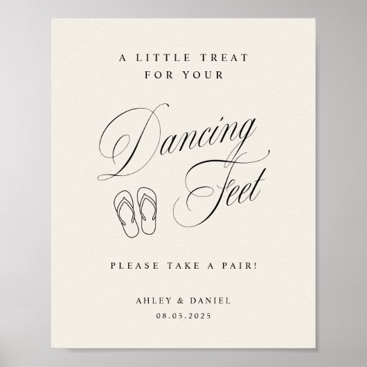 Poster Pieds de danse de mariage élégants crème (Devant)