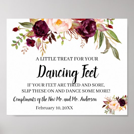 Poster Pieds de danse Flip Flops Mariage MarsalaFlower Si (Devant)