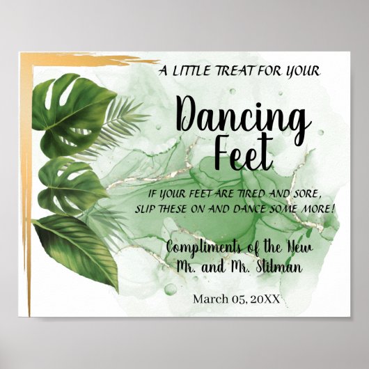 Poster Pieds de danse Flip Flops Mariage Palm Tropical Pa (Devant)