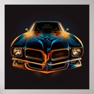 Poster Piège à feu Pontiac classique en silhouette avec/n