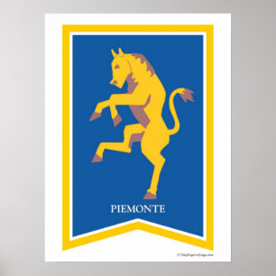 Poster Piemonte Italie Crête régionale Imprimer