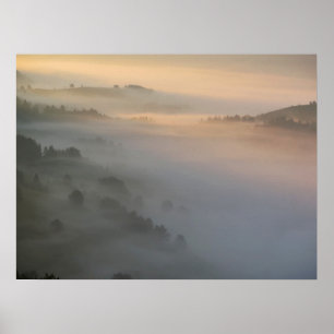 Poster Pieniny soleil levant brouillard
