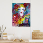 Poster PIERO AVEC CAT / Masques vénitiens (Cuisine)