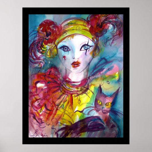 Poster PIERO AVEC CAT / Masques vénitiens (Devant)