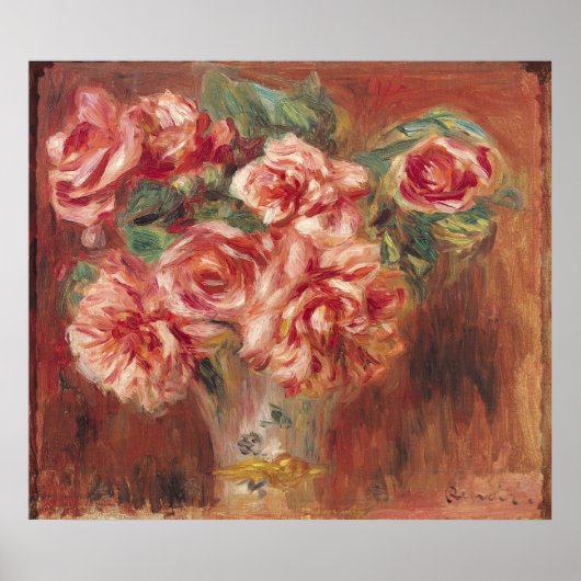 Poster Pierre A Renoir | Roses dans un vase (Devant)