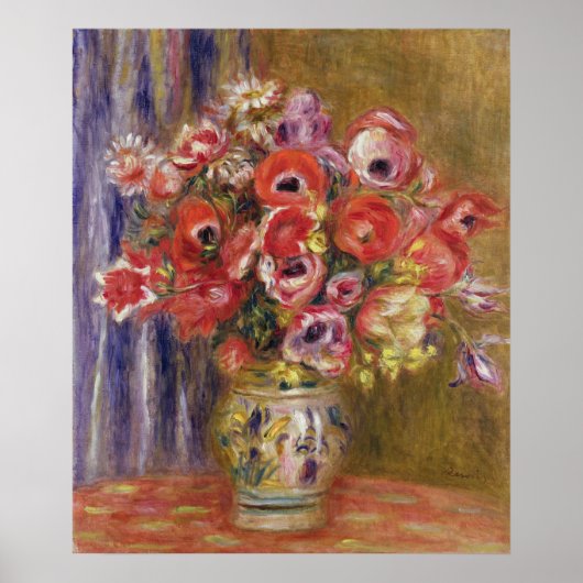 Poster Pierre A Renoir | Vase de tulipes et d'anémones (Devant)