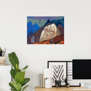 Poster Pierre blanche, Signes de Chintamani par Roerich