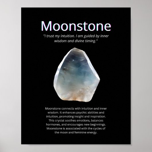 Poster Pierre cristalline Moonstone Signification (Devant)