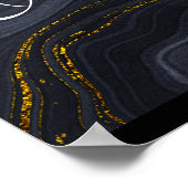 Poster Pierre d'Agate Noir & Or moderne Mariage Abstrait (Coin)