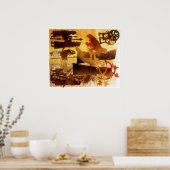 Poster Pierre de garde et symboles (Cuisine)