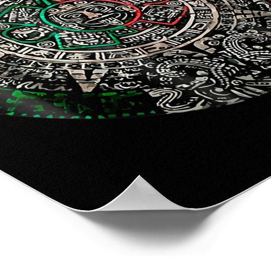 Poster Pierre de soleil du calendrier aztèque Art mexicai (Coin)