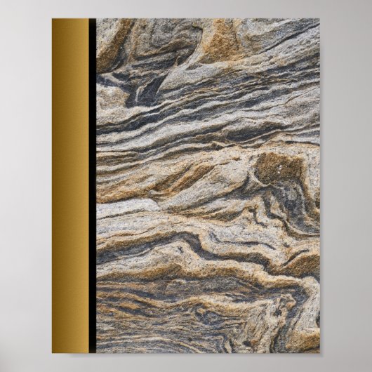 Poster Pierre en marbre gris Brown / Art frontalier en or (Devant)