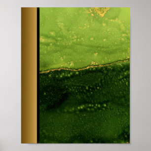 Poster Pierre en marbre vert / Art de bordure en or noir