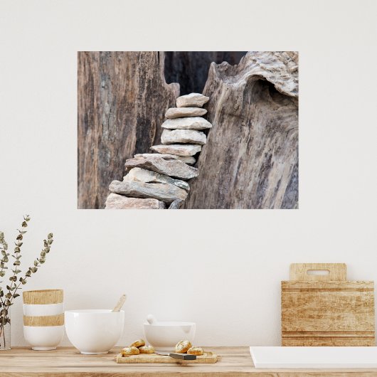 Poster pierre et bois (vertical) (Cuisine)