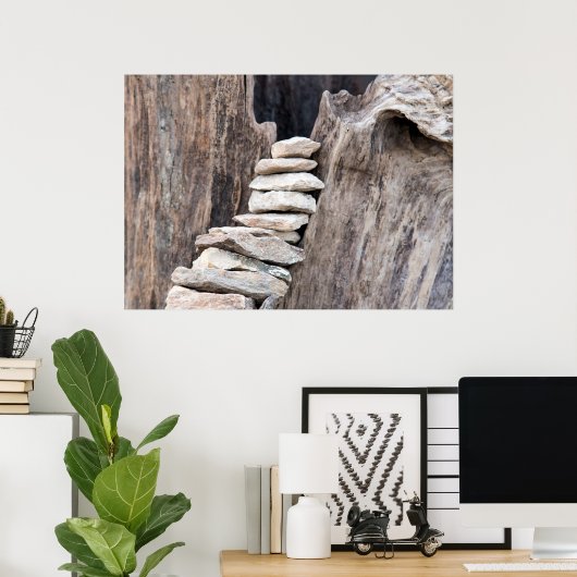 Poster pierre et bois (vertical) (Bureau à domicile)