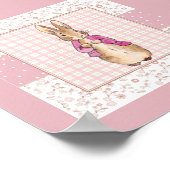 Poster Pierre le lapin à carreaux & motif floral (Coin)