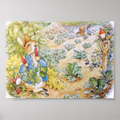 Poster Pierre le Lapin mangeant des carottes    (Devant)
