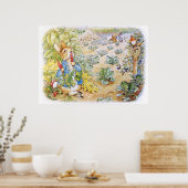 Poster Pierre le Lapin mangeant des carottes (Cuisine)