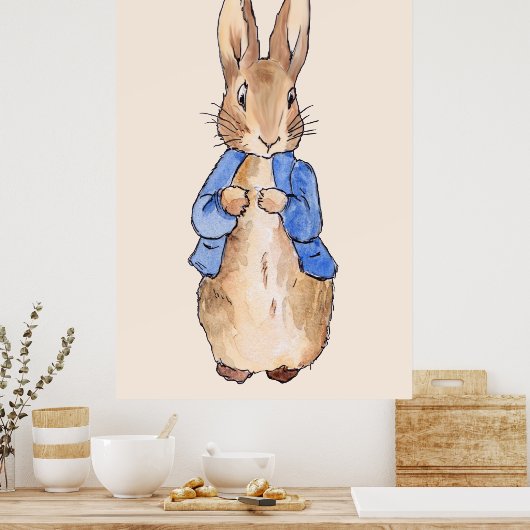 Poster Pierre le Lapin sur fond beige (Cuisine)
