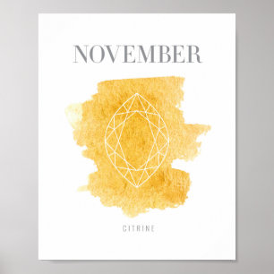 Poster Pierre porte-bonheur citrine novembre