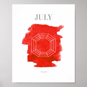 Poster Pierre porte-bonheur rouge juillet