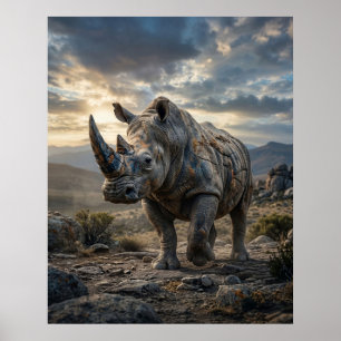 Poster Pierre Rhinocéros Plaines Rugueuses