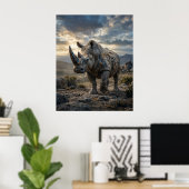 Poster Pierre Rhinocéros Plaines Rugueuses (Bureau à domicile)