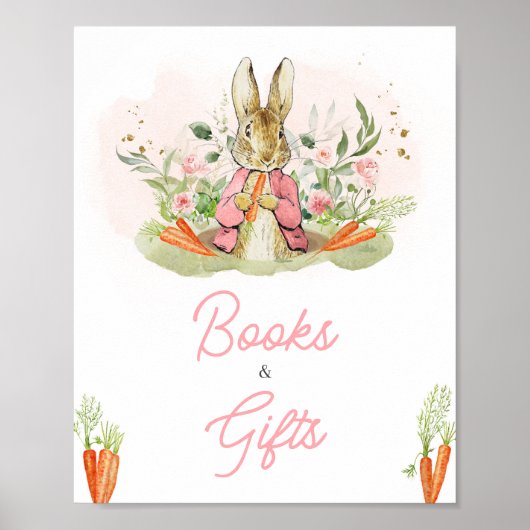 Poster Pierre rose Rabbit Baby showers Livres et cadeaux (Devant)