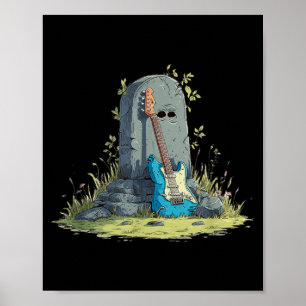 Poster Pierre tombale avec costume de guitare cool