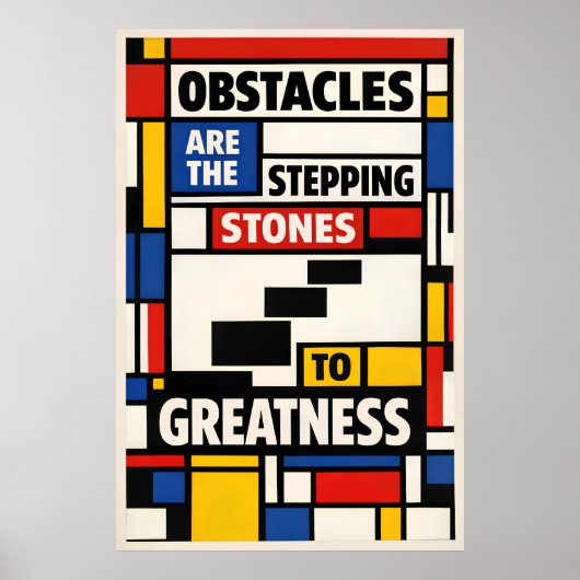Poster Pierres de passage Obstacles Mondrian Typographie (Devant)