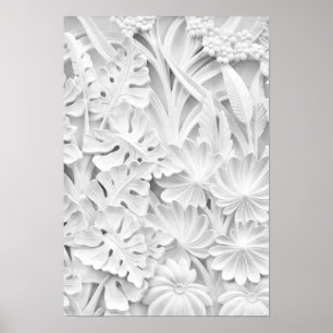 Poster Pierres en motif feuille et fleur