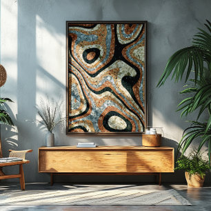 Poster Pierres Naturelles de Quartz Abstrait Vintage