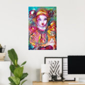 Poster PIERROT AVEC CHAT / Masques de Venise (Bureau à domicile)